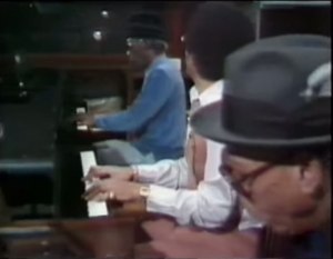 Professor Longhair (top), Allen Toussaint (middle) and Tuts Washington performing Boogie Woogie in Piano Players Rarely Play Together